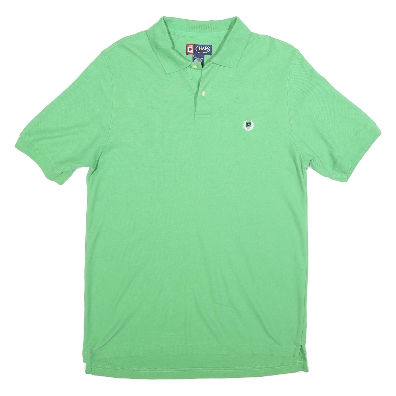 CHAPS Mens Green Polo Shirt Short Sleeve Embroidered Logo Size M Casual Summer