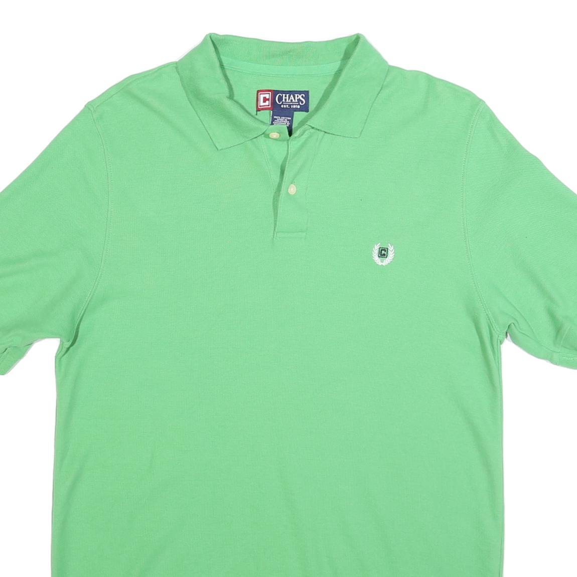 CHAPS Mens Green Polo Shirt Short Sleeve Embroidered Logo Size M Casual Summer