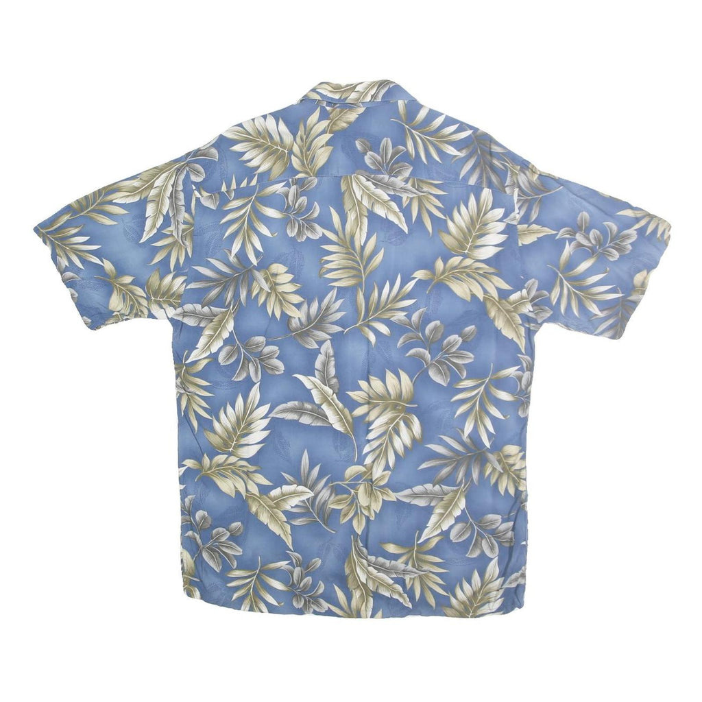PIERRE CARDIN Mens Blue & Beige Floral Cotton Shirt M Casual Summer Hawaiian