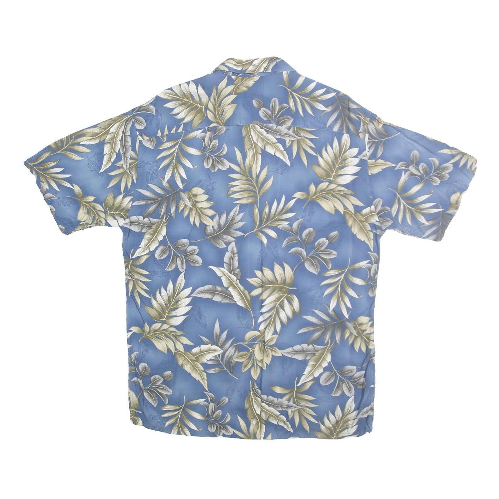 PIERRE CARDIN Mens Blue & Beige Floral Cotton Shirt M Casual Summer Hawaiian