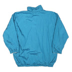 Mens Blue Button Closure Lightweight Jacket L Polyester Blend Plain Casual