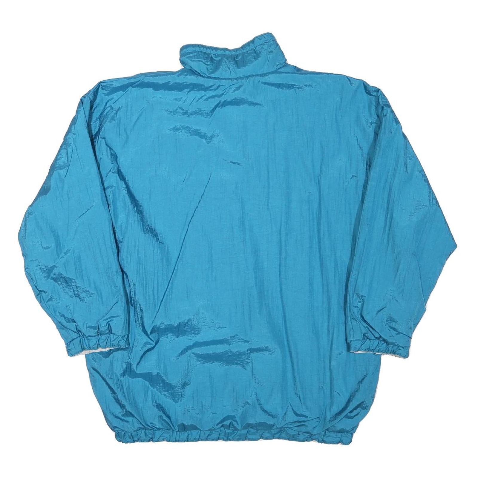 Mens Blue Button Closure Lightweight Jacket L Polyester Blend Plain Casual