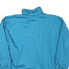 Mens Blue Button Closure Lightweight Jacket L Polyester Blend Plain Casual