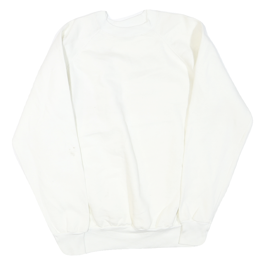 WEST Mens White Crew Neck XL Cotton Blend Sweatshirt Plain Classic Fit