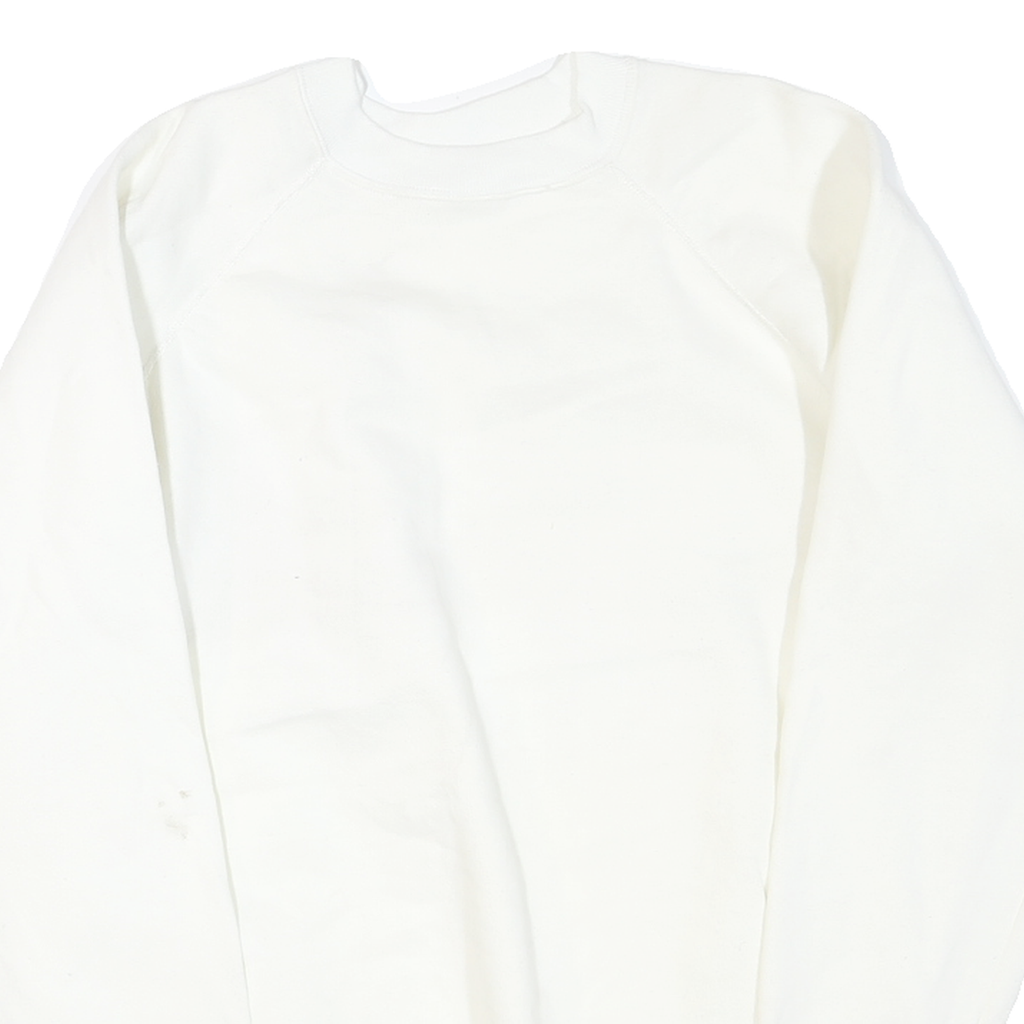 WEST Mens White Crew Neck XL Cotton Blend Sweatshirt Plain Classic Fit