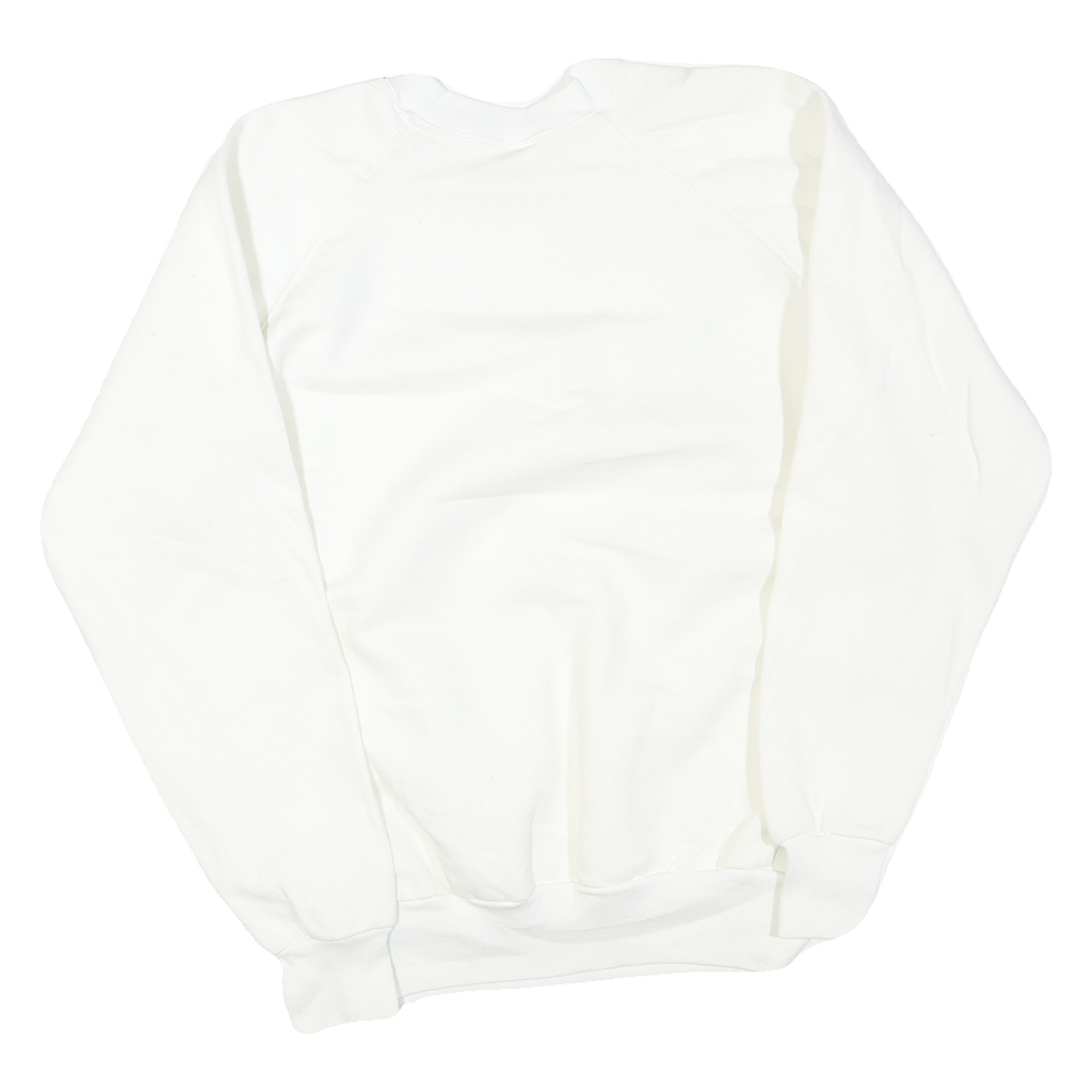 WEST Mens White Crew Neck XL Cotton Blend Sweatshirt Plain Classic Fit
