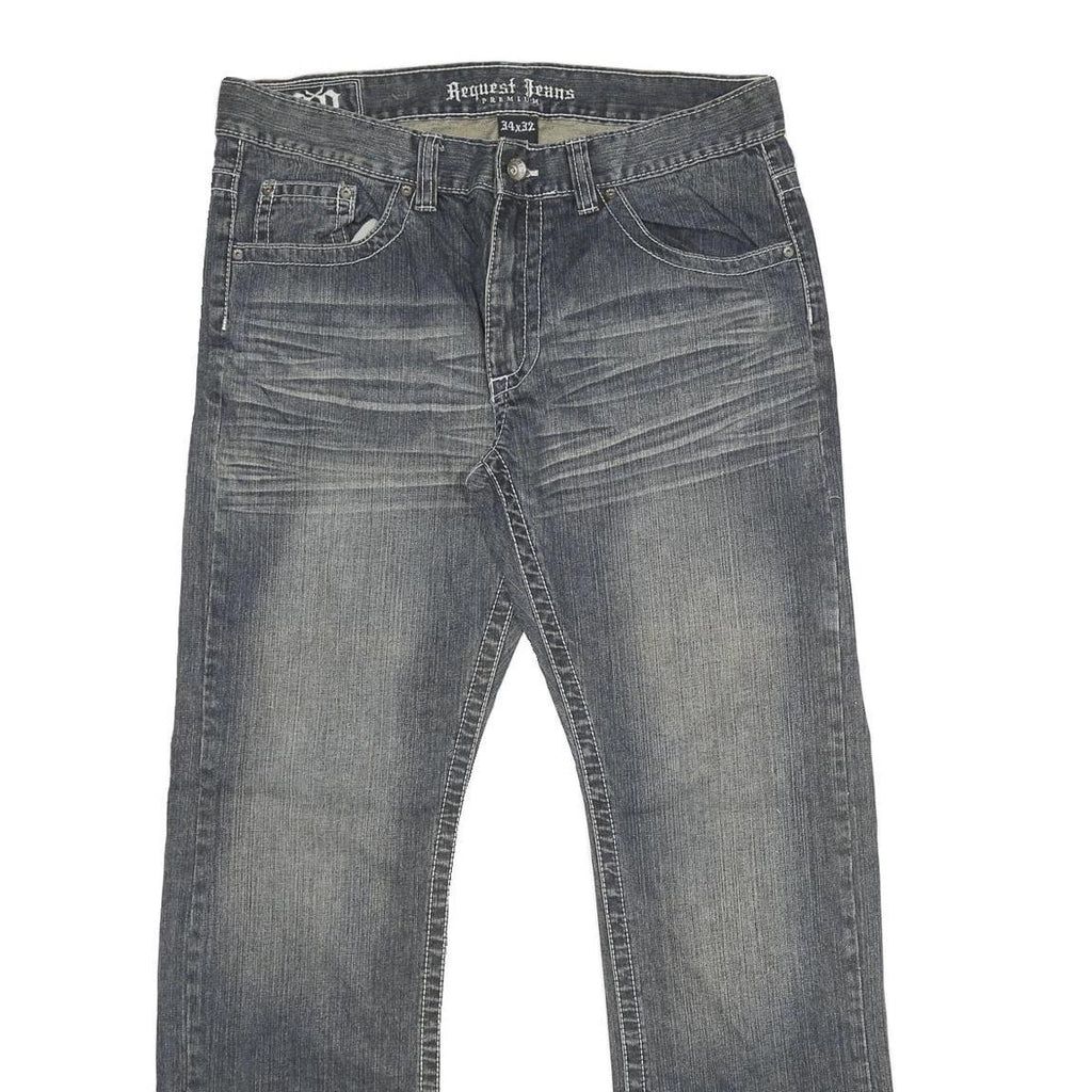 REQUEST JEANS Mens Relaxed Blue Denim Medium W34 L32 Classic Cotton Zip Pocket