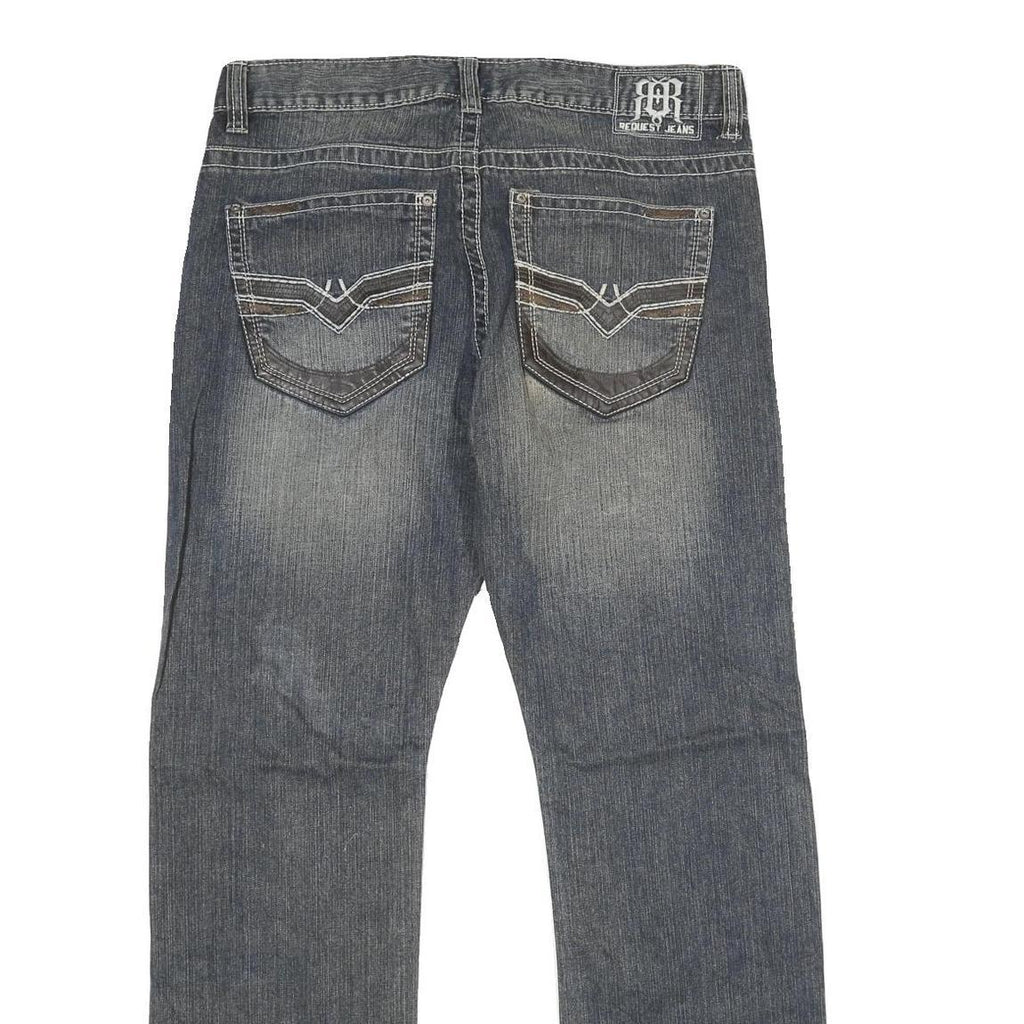REQUEST JEANS Mens Relaxed Blue Denim Medium W34 L32 Classic Cotton Zip Pocket
