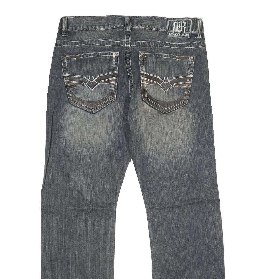 REQUEST JEANS Mens Relaxed Blue Denim Medium W34 L32 Classic Cotton Zip Pocket