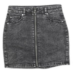 GARAGE Womens Black Denim Mini Skirt Cotton Blend Zip Closure XS Stylish Casual