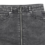 GARAGE Womens Black Denim Mini Skirt Cotton Blend Zip Closure XS Stylish Casual