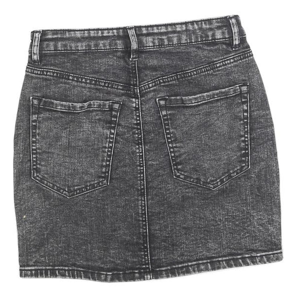 GARAGE Womens Black Denim Mini Skirt Cotton Blend Zip Closure XS Stylish Casual