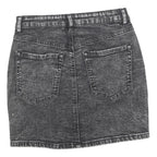 GARAGE Womens Black Denim Mini Skirt Cotton Blend Zip Closure XS Stylish Casual