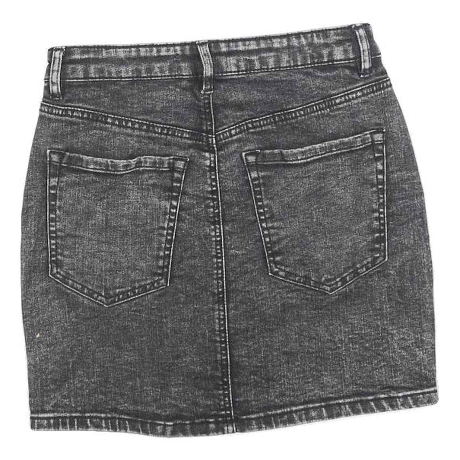 GARAGE Womens Black Denim Mini Skirt Cotton Blend Zip Closure XS Stylish Casual
