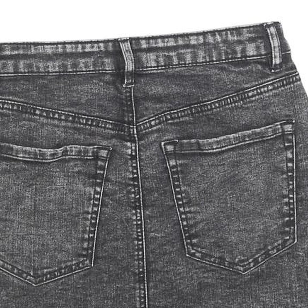 GARAGE Womens Black Denim Mini Skirt Cotton Blend Zip Closure XS Stylish Casual