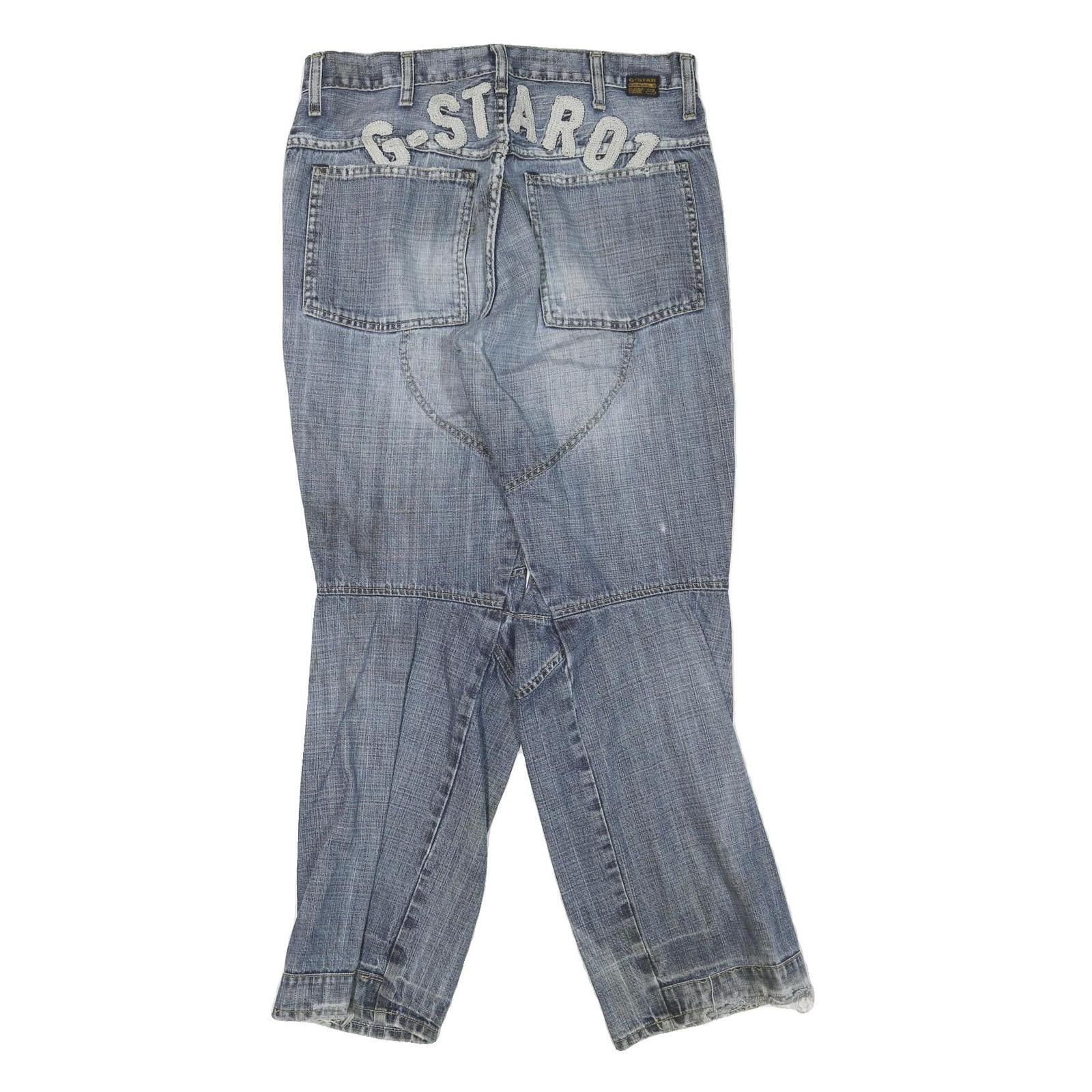 G-STAR Womens Regular Fit Blue Denim Jeans W32 L32 Distressed Style Zip Closure