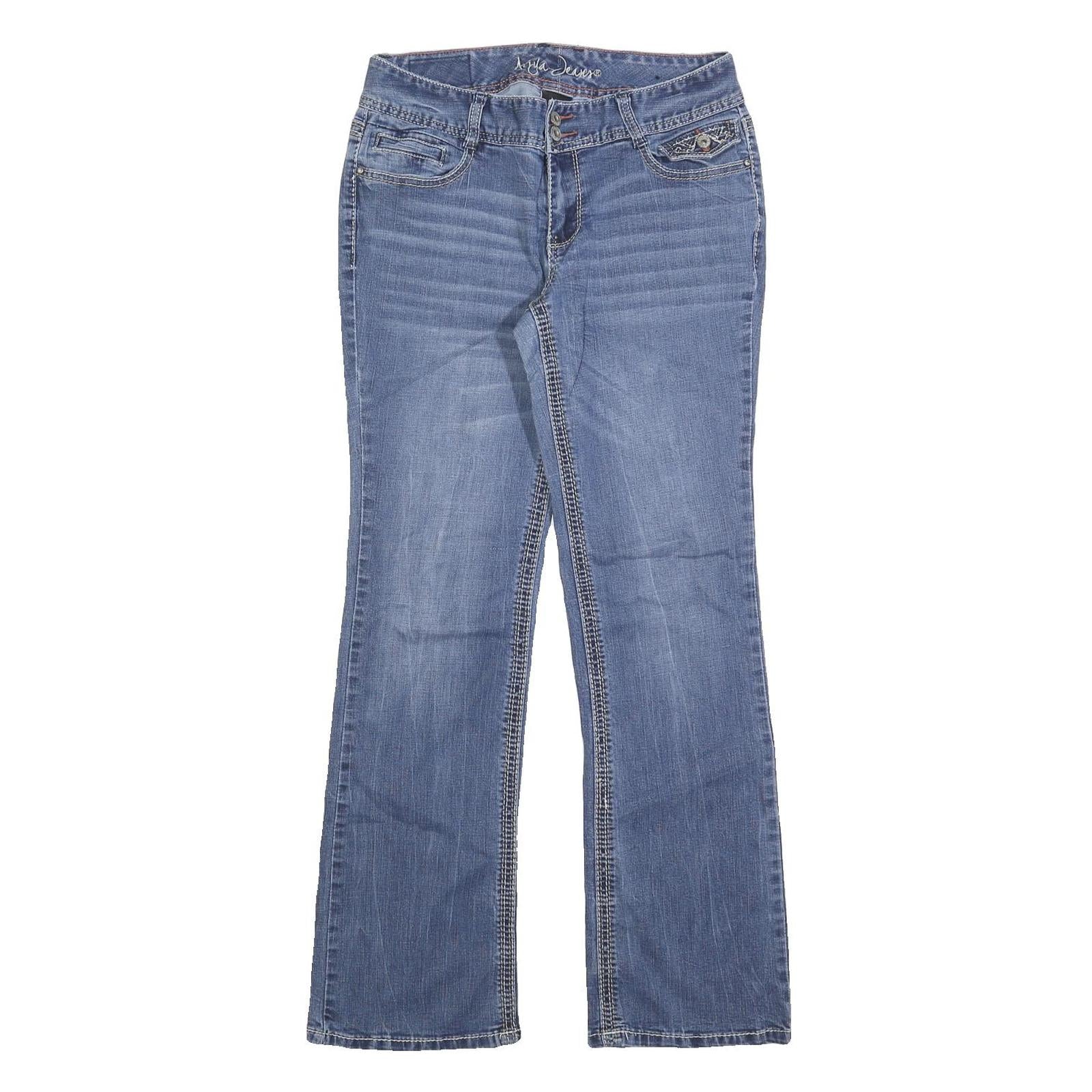 ARYIA Womens Jeans Blue Regular Bootcut Denim Medium W30 L32 Embroidery