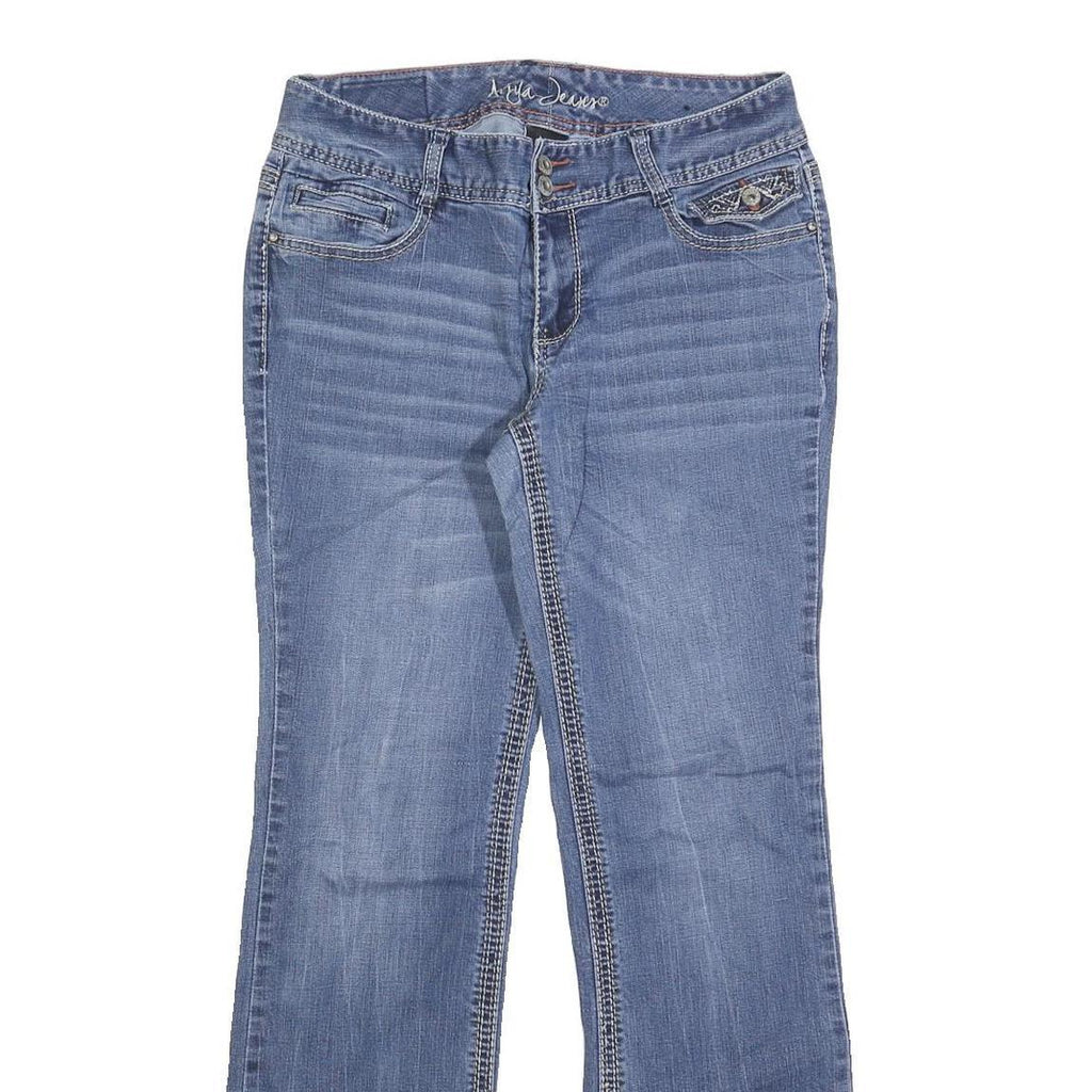 ARYIA Womens Jeans Blue Regular Bootcut Denim Medium W30 L32 Embroidery