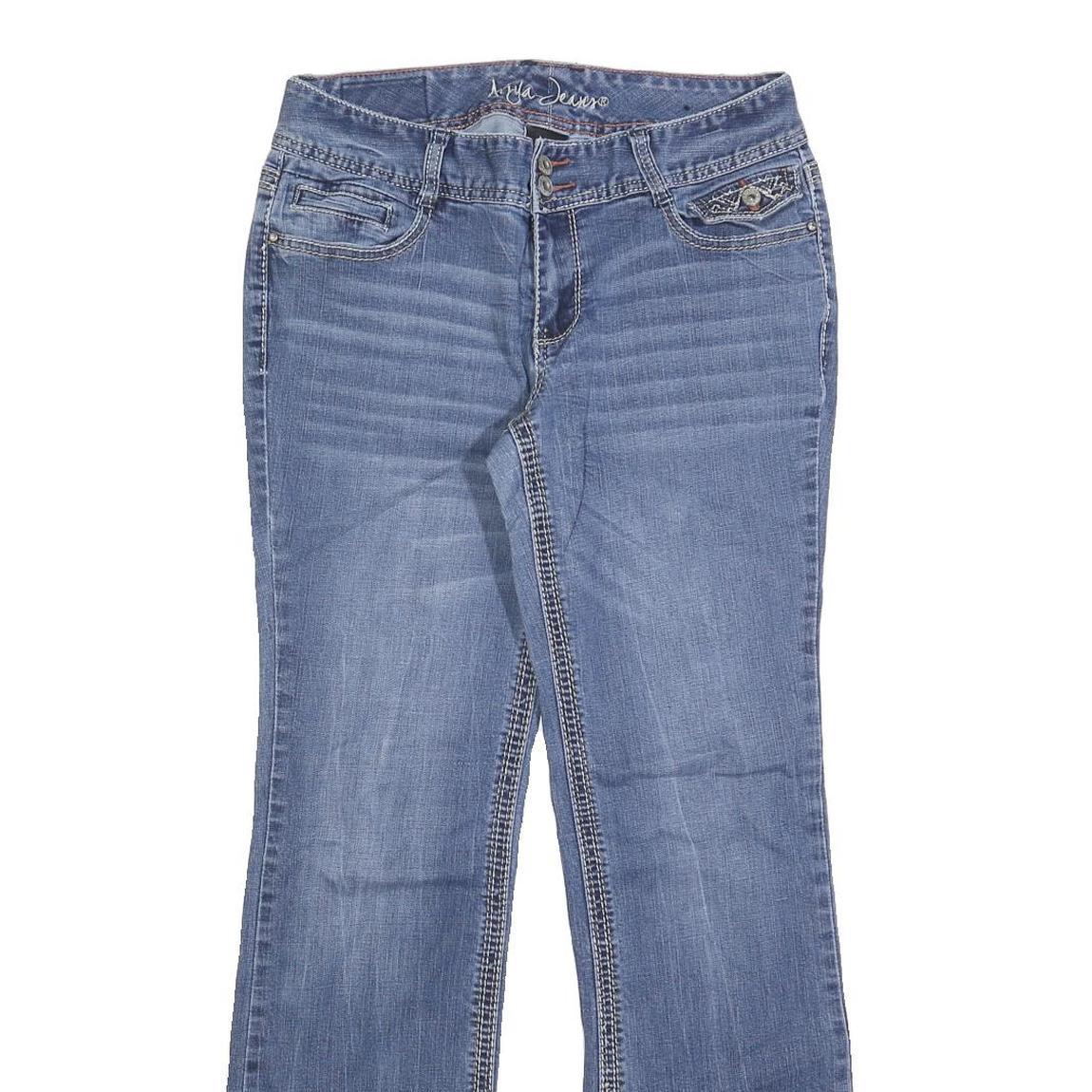 ARYIA Womens Jeans Blue Regular Bootcut Denim Medium W30 L32 Embroidery