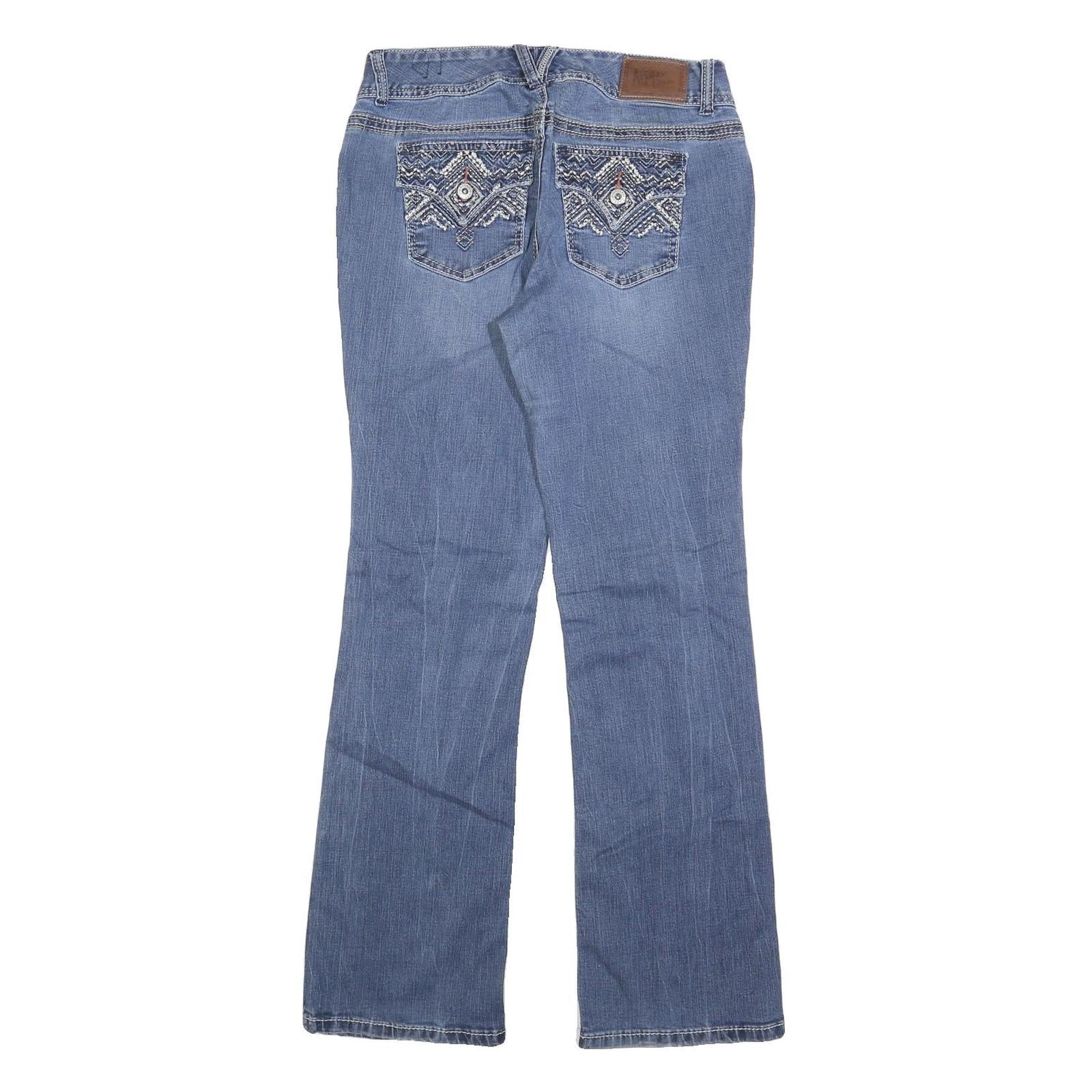 ARYIA Womens Jeans Blue Regular Bootcut Denim Medium W30 L32 Embroidery