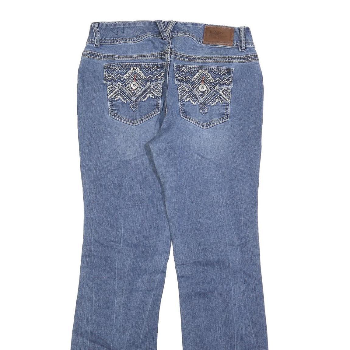 ARYIA Womens Jeans Blue Regular Bootcut Denim Medium W30 L32 Embroidery