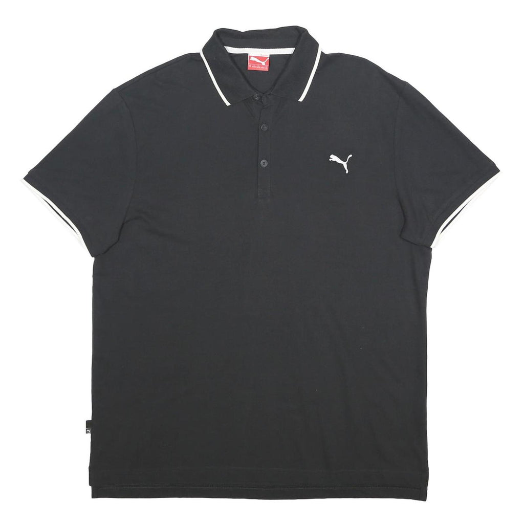 PUMA Mens Black & White Cotton Blend Polo Shirt XL Classic Logo Casual