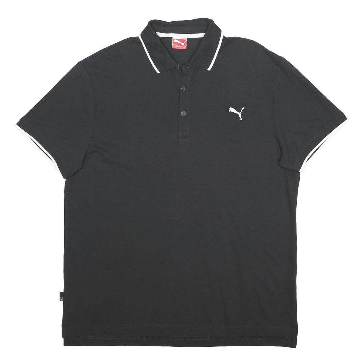PUMA Mens Black & White Cotton Blend Polo Shirt XL Classic Logo Casual