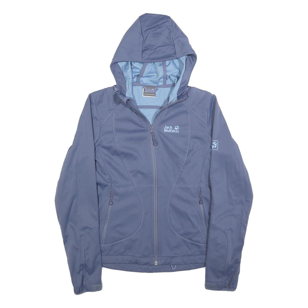 JACK WOLFSKIN Womens Blue Hooded Jacket UK 10 Polyester Softshell Outdoor Zip