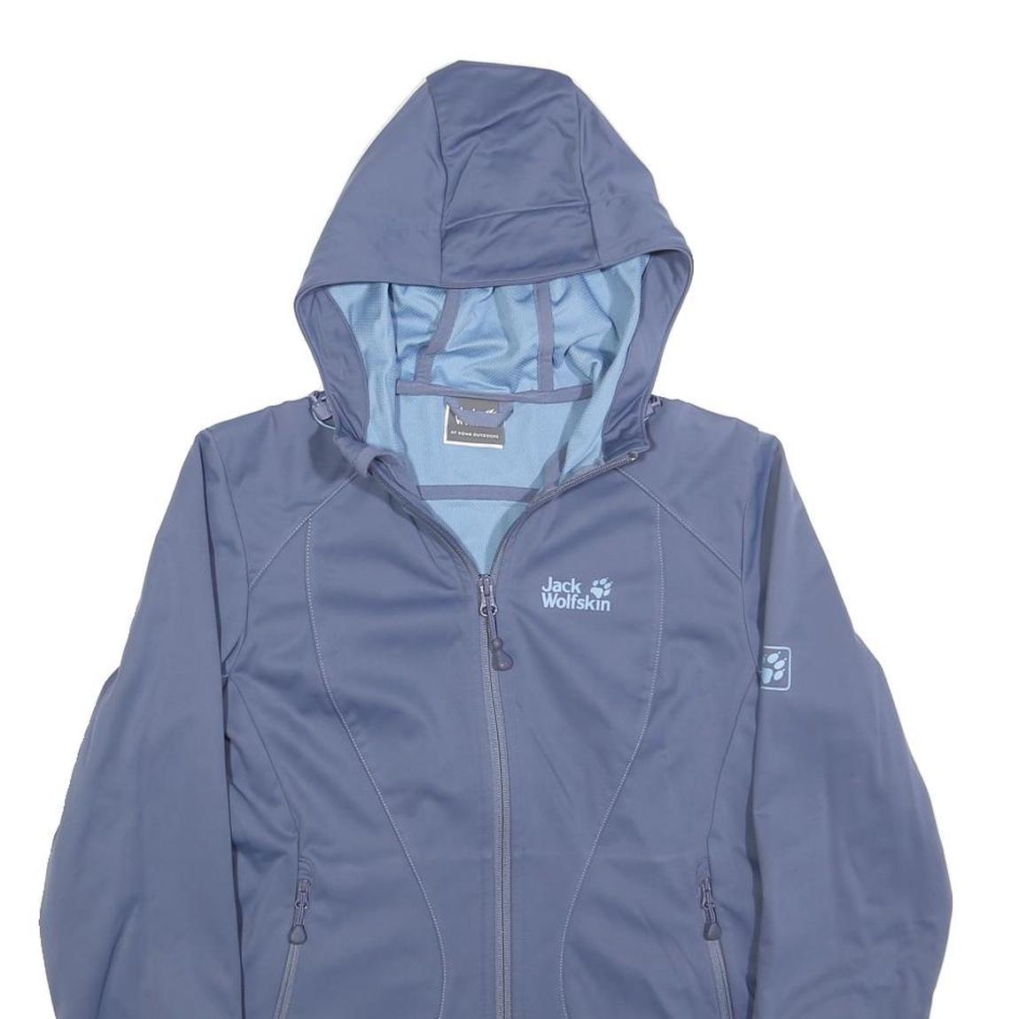 JACK WOLFSKIN Womens Blue Hooded Jacket UK 10 Polyester Softshell Outdoor Zip