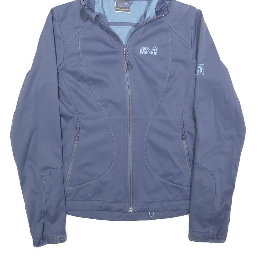 JACK WOLFSKIN Womens Blue Hooded Jacket UK 10 Polyester Softshell Outdoor Zip