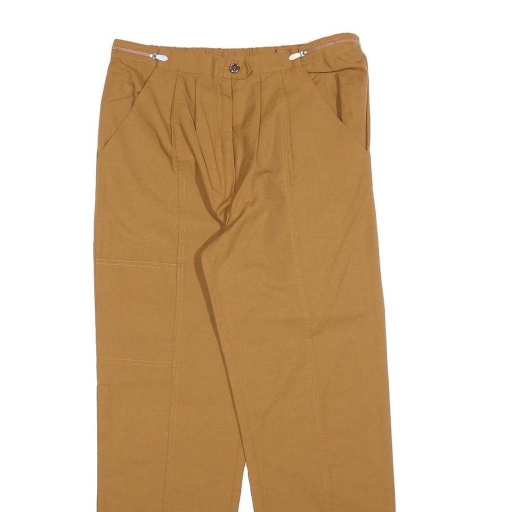 Womens Relaxed Cotton Blend Tan Trousers W30 L29 Casual Zip Closure
