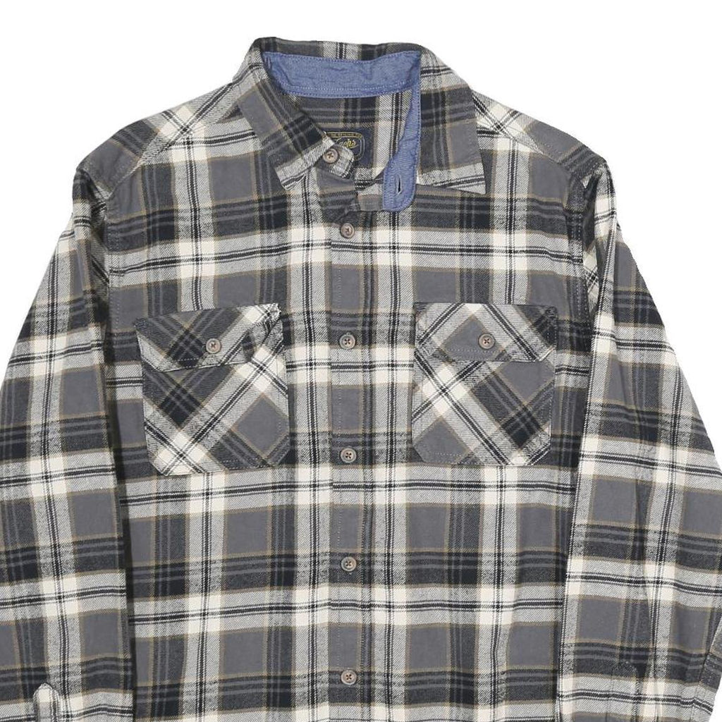 JACHS Mens Grey & Black Check Shirt M Button Pockets Cotton Classic