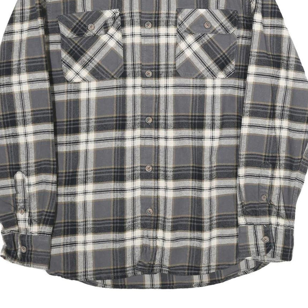 JACHS Mens Grey & Black Check Shirt M Button Pockets Cotton Classic