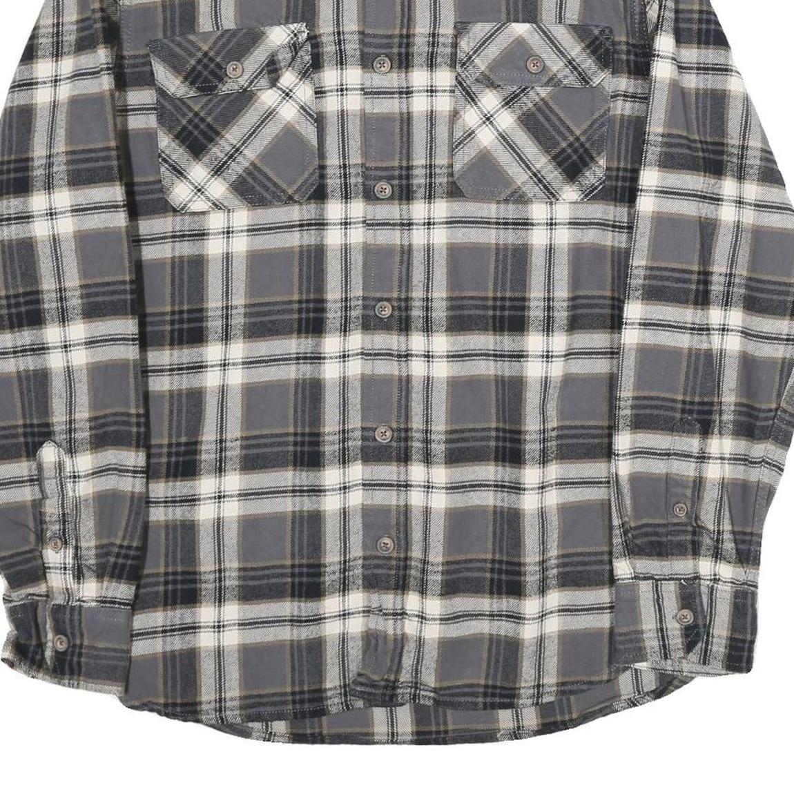 JACHS Mens Grey & Black Check Shirt M Button Pockets Cotton Classic