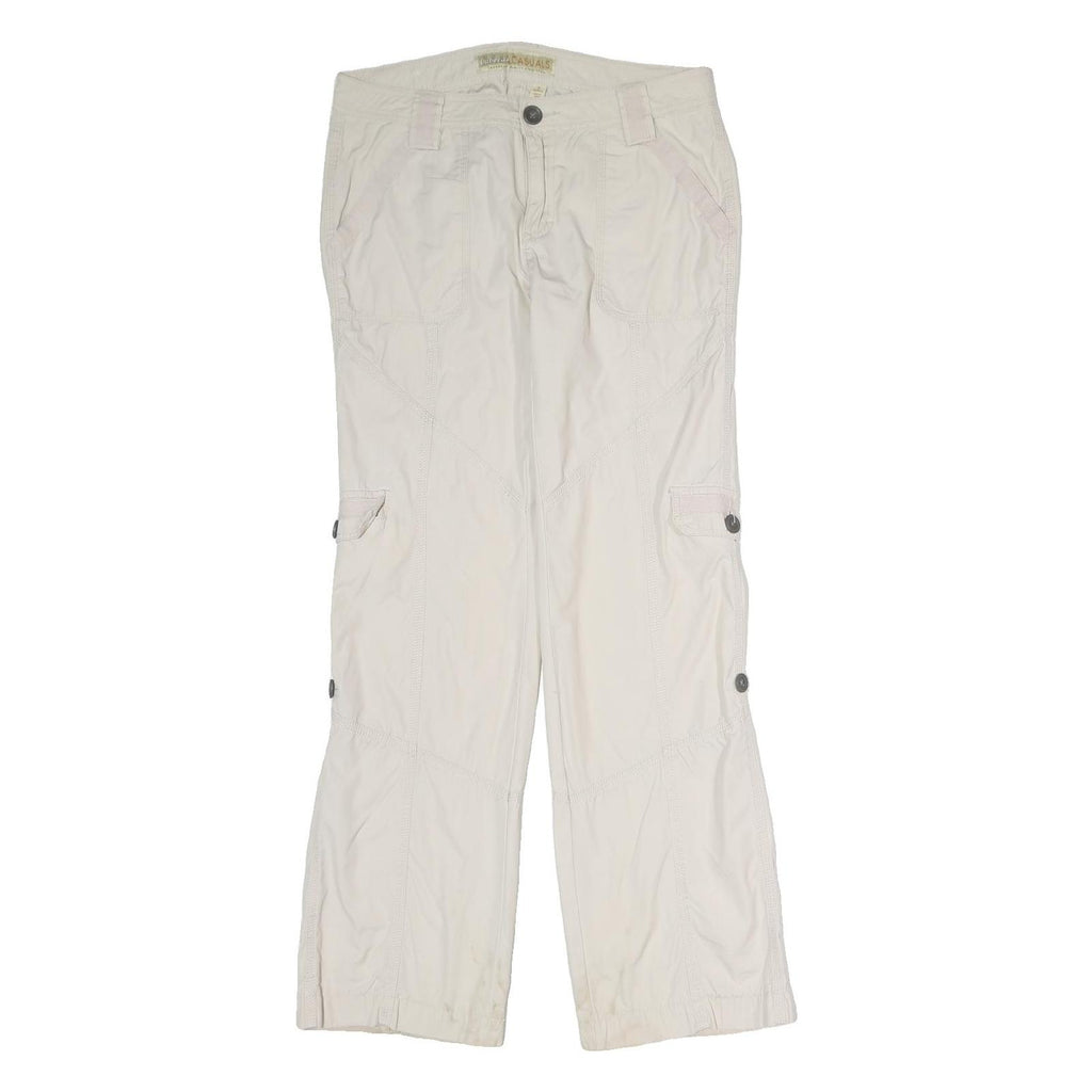 CABELA CASUALS Mens Cotton Blend Cream Regular Wide-Leg Trousers W32 L32 Casual