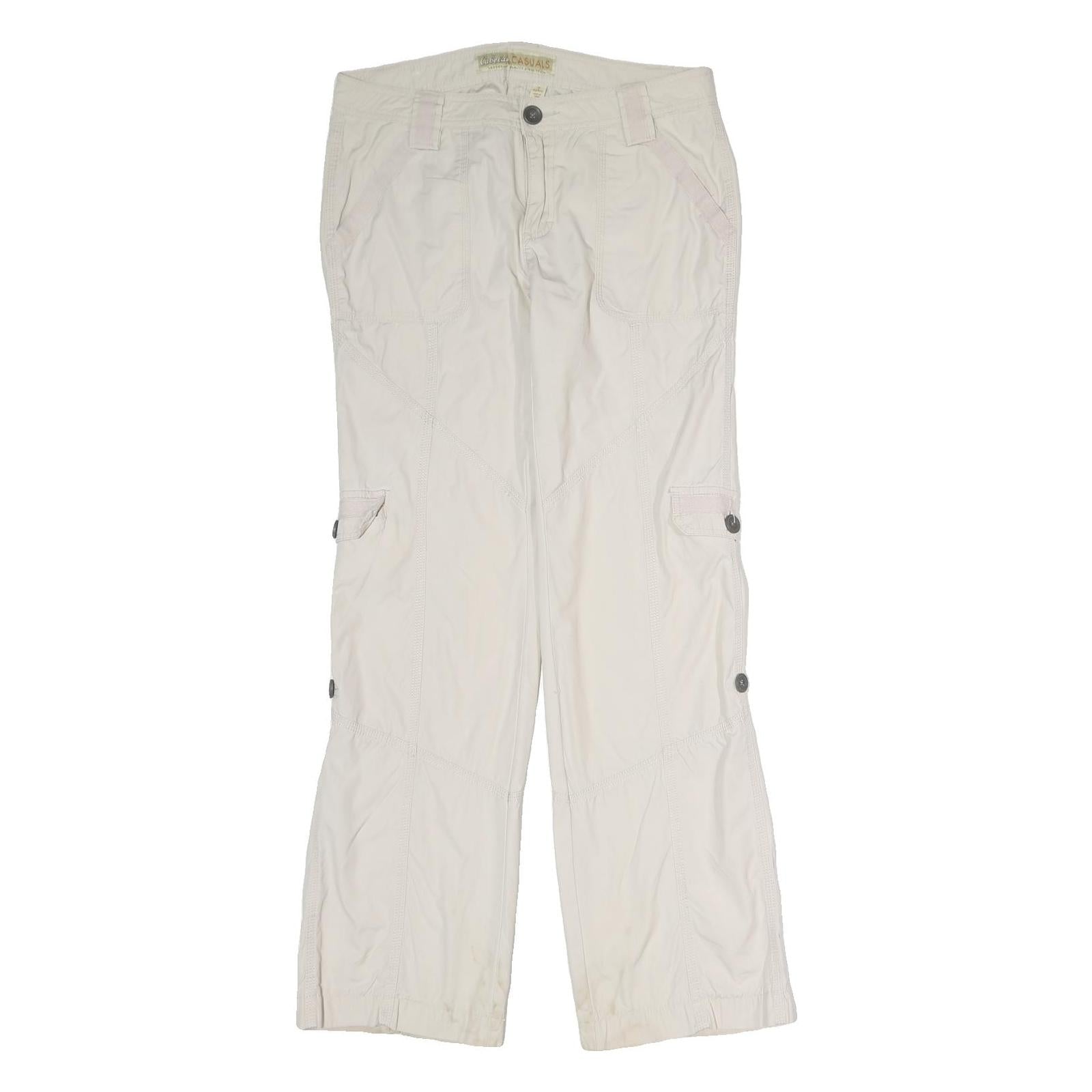 CABELA CASUALS Mens Cotton Blend Cream Regular Wide-Leg Trousers W32 L32 Casual