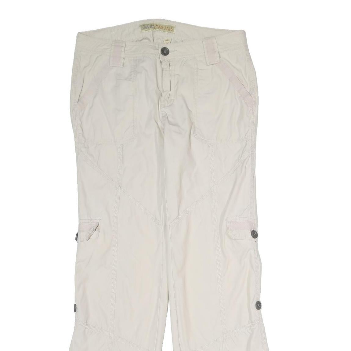 CABELA CASUALS Mens Cotton Blend Cream Regular Wide-Leg Trousers W32 L32 Casual
