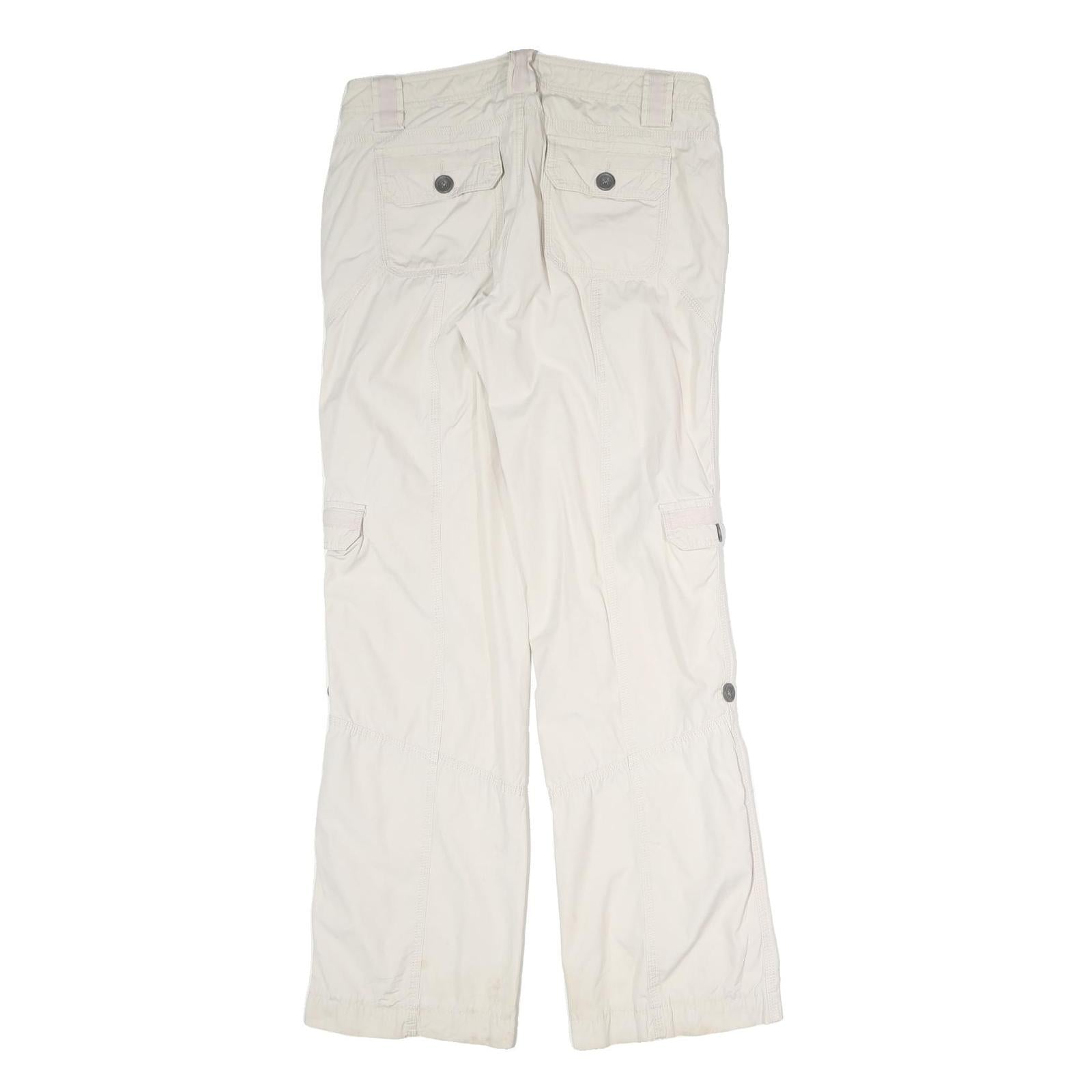 CABELA CASUALS Mens Cotton Blend Cream Regular Wide-Leg Trousers W32 L32 Casual