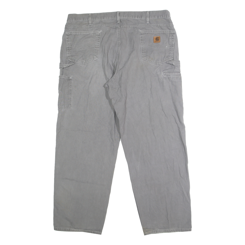 CARHARTT Mens Cotton Grey Loose Straight Trousers W42 L32 Workwear Casual