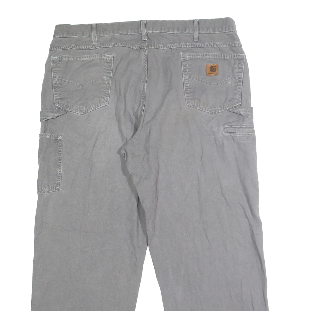 CARHARTT Mens Cotton Grey Loose Straight Trousers W42 L32 Workwear Casual