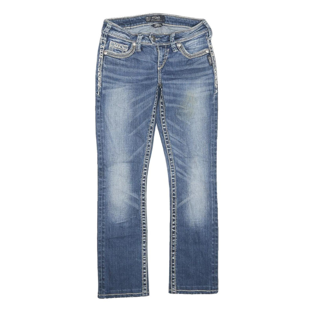 SILVER Womens Jeans Blue Regular Straight Denim Medium W26 L27 Stylish Contrast