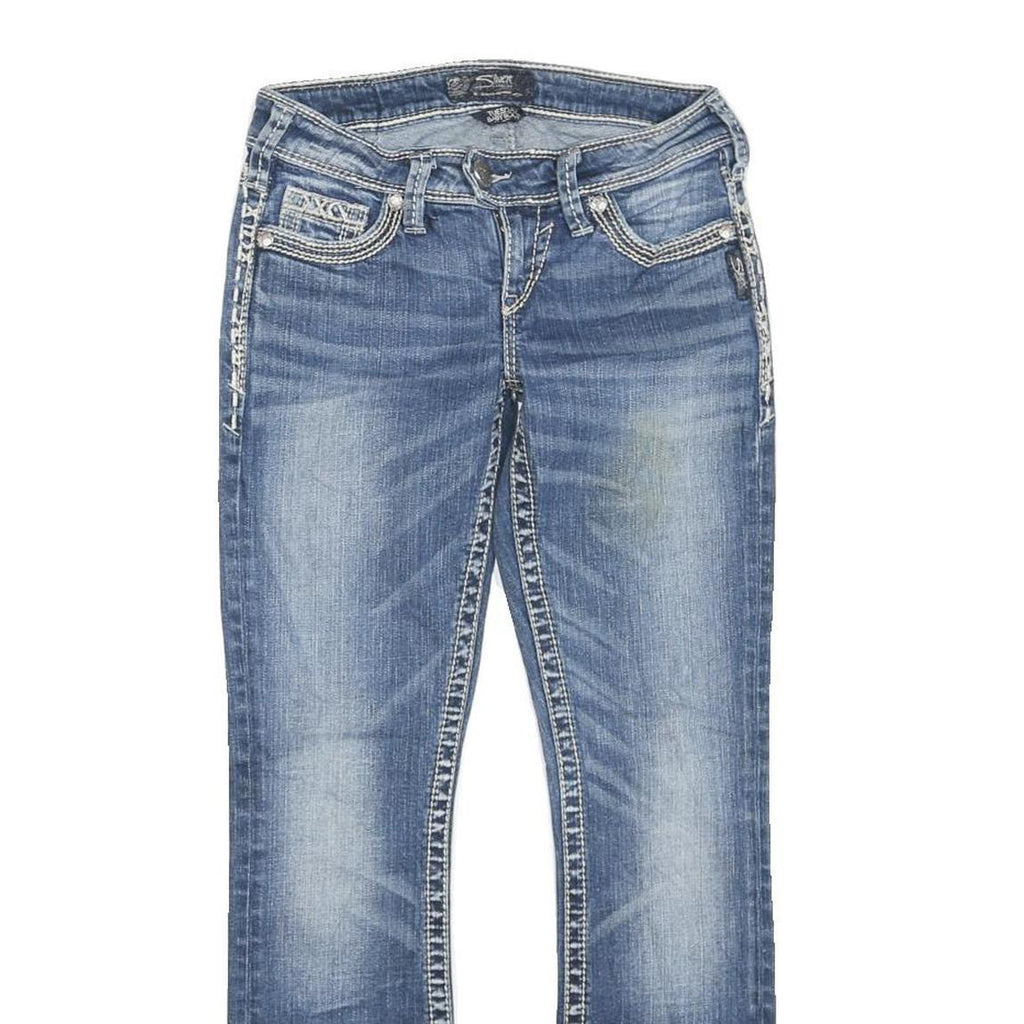 SILVER Womens Jeans Blue Regular Straight Denim Medium W26 L27 Stylish Contrast