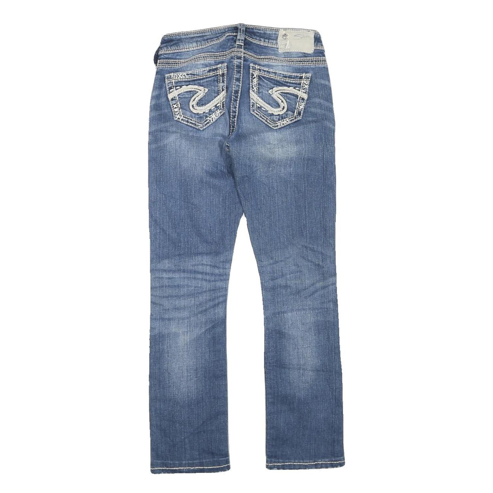 SILVER Womens Jeans Blue Regular Straight Denim Medium W26 L27 Stylish Contrast