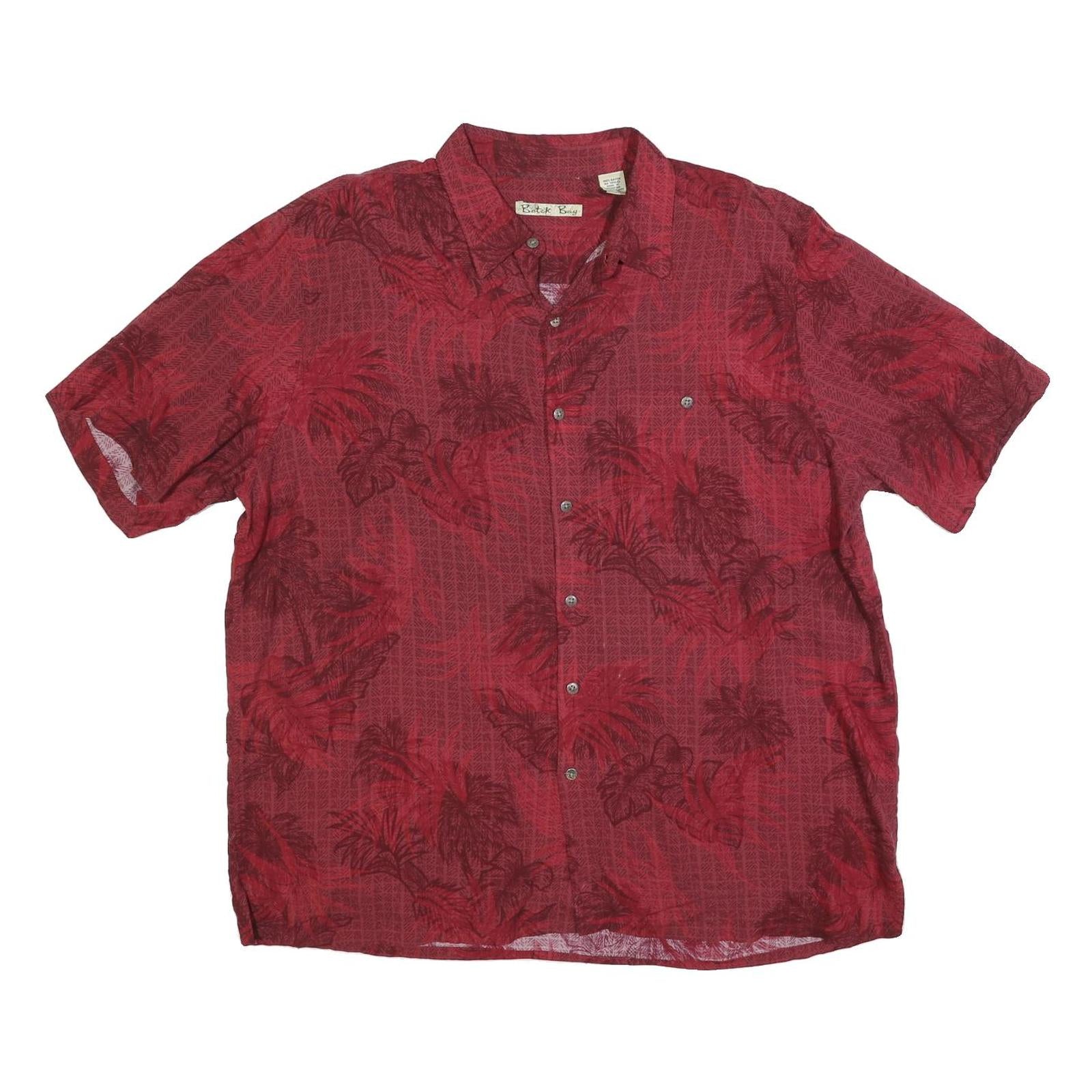 BATIK BAY Mens Red Rayon Shirt XL Tropical Print Casual Button Up
