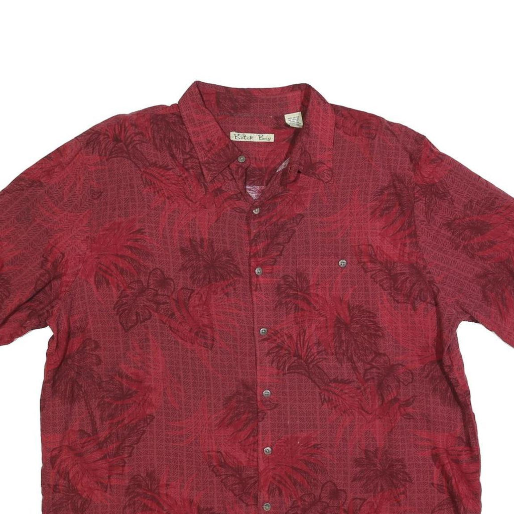 BATIK BAY Mens Red Rayon Shirt XL Tropical Print Casual Button Up