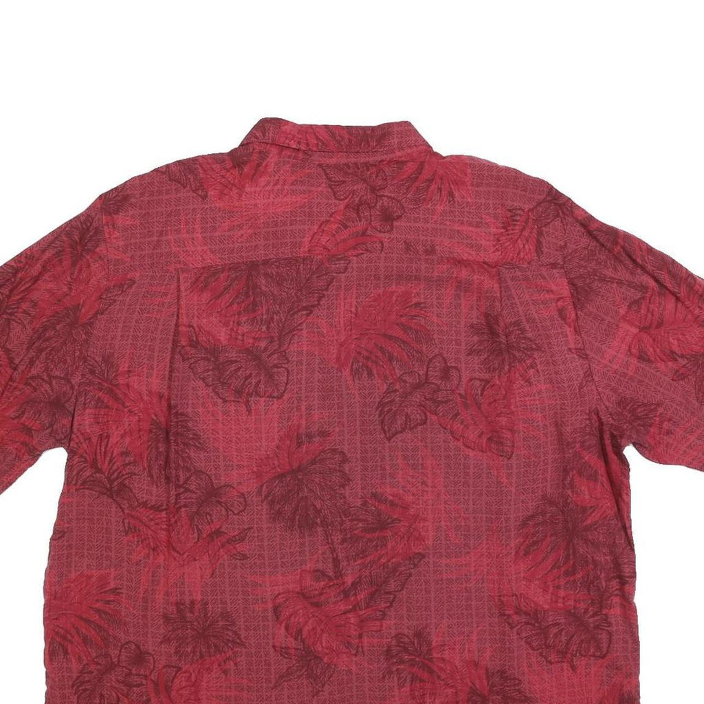 BATIK BAY Mens Red Rayon Shirt XL Tropical Print Casual Button Up
