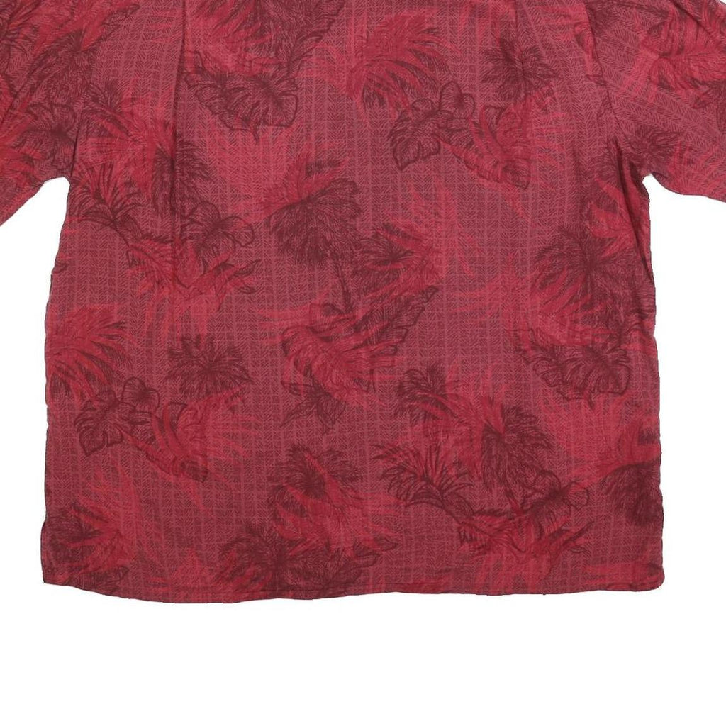 BATIK BAY Mens Red Rayon Shirt XL Tropical Print Casual Button Up