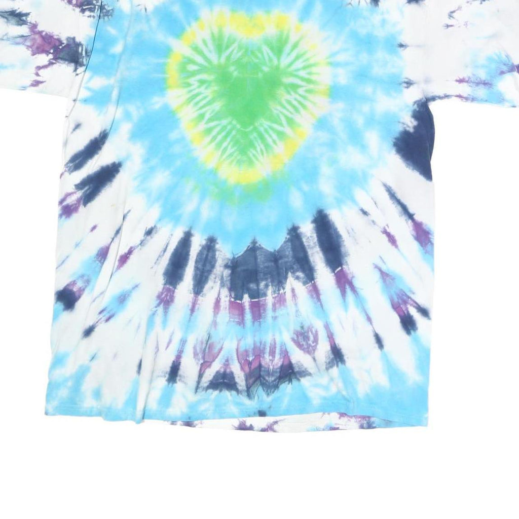 GILDAN Mens White Blue Tie Dye Graphic T-Shirt XL Crew Neck Short Sleeve
