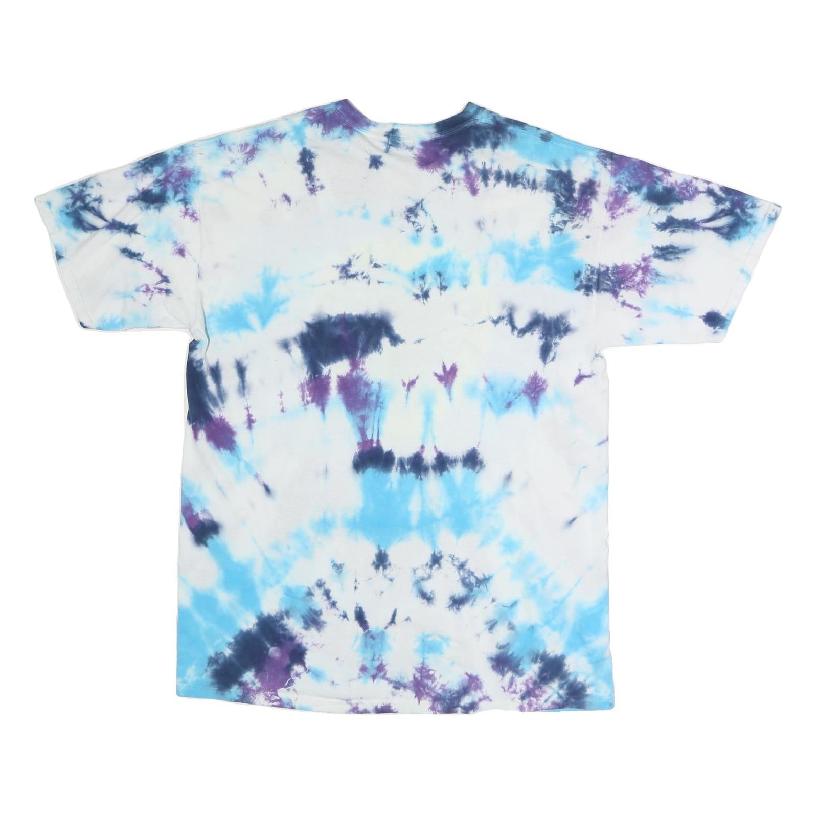 GILDAN Mens White Blue Tie Dye Graphic T-Shirt XL Crew Neck Short Sleeve