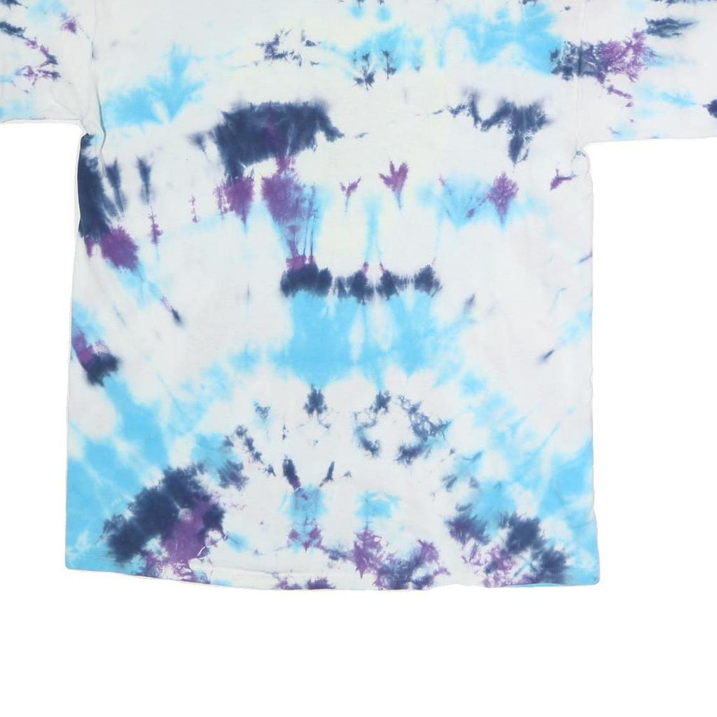 GILDAN Mens White Blue Tie Dye Graphic T-Shirt XL Crew Neck Short Sleeve